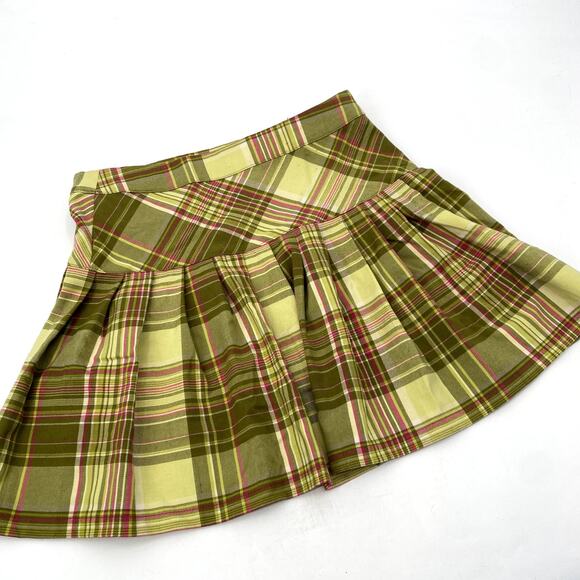 Urban outfitters green plaid pleated mini skirt - Picture 5 of 5